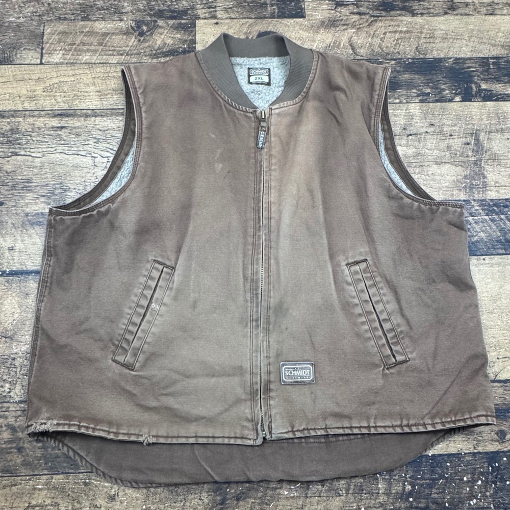 C.E. Schmidt Workwear Mens 2XL Brown Sherpa Lined Canvas‎ Utility Vest